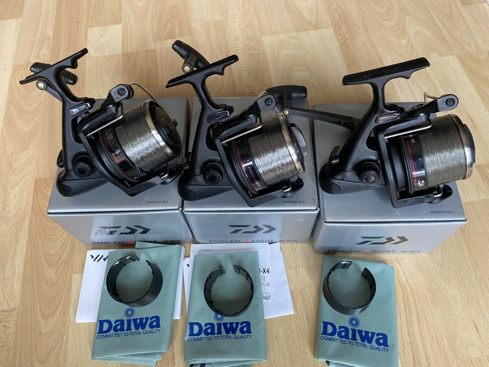 Set Of Three Daiwa Emblem X 5000T Black Edition Fishing Reels